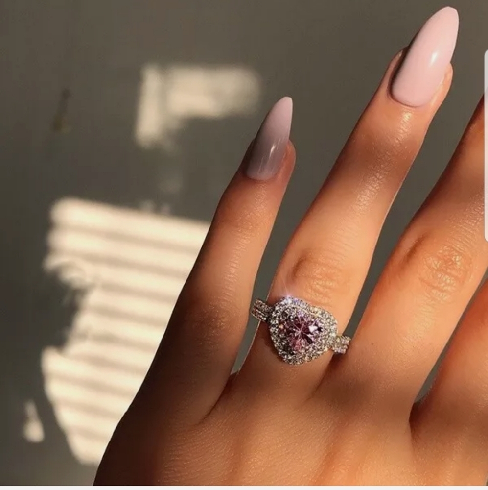 *NEW 925 SILVER PINK SAPPHIRE GEMSTONE HEART RING - Picture 2 of 3